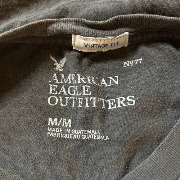 Y2K American Eagle Brown Crew Graphic Tee Mens Size Medium Relax Enjoy Vacation - Picture 5 of 6